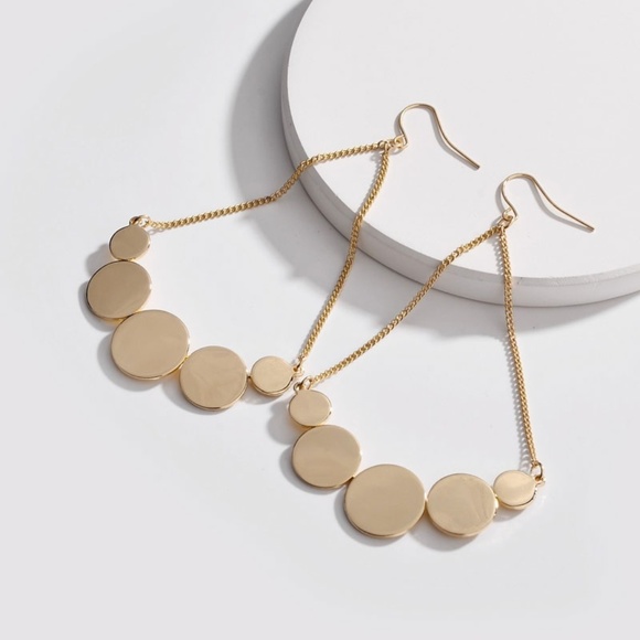 Gold Paramount Circle Statement Earrings - Picture 1 of 1